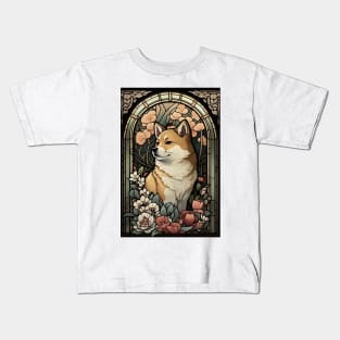 Shiba Inu Japanese Dog - Art Nouveau Style Kids T-Shirt